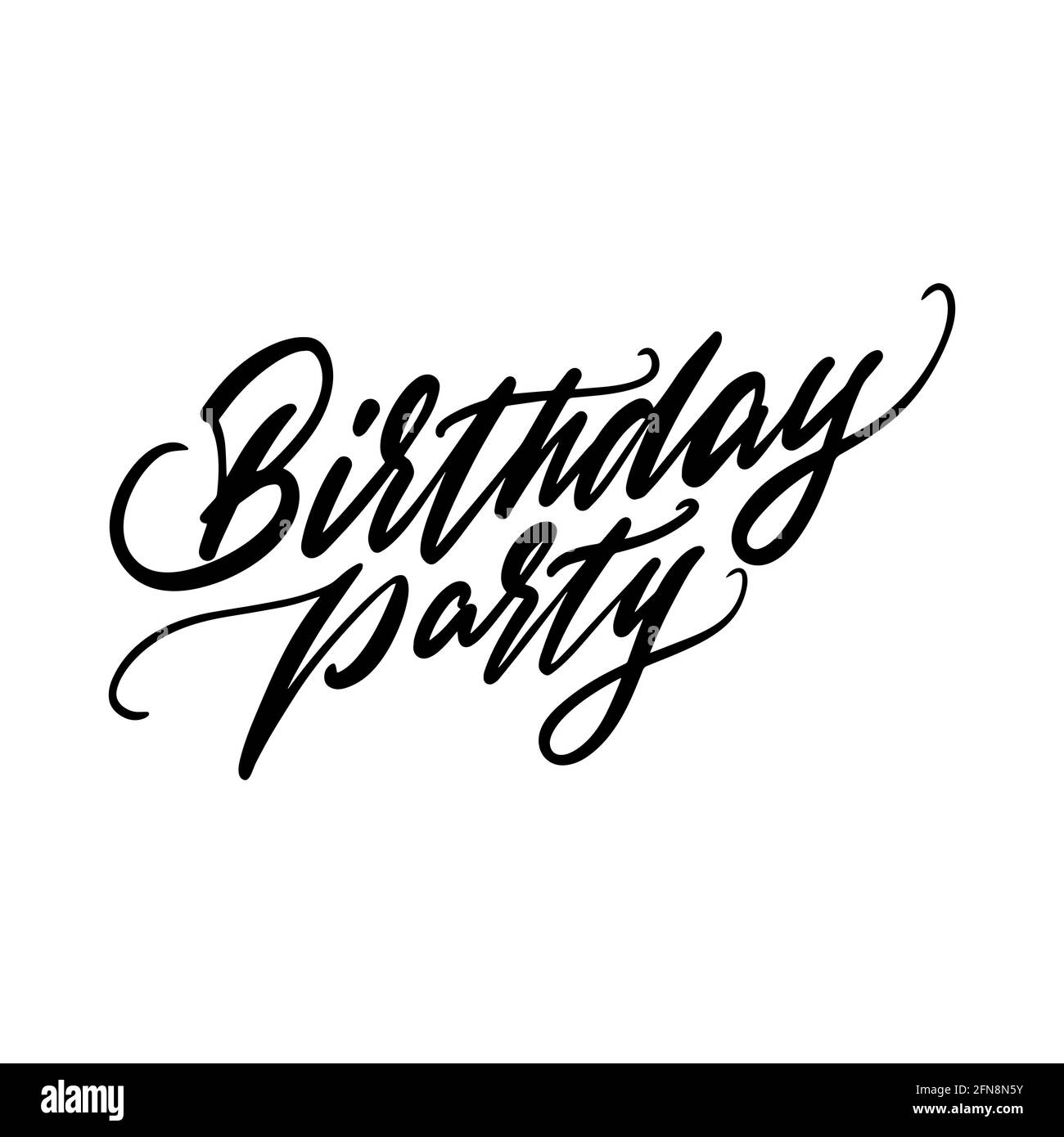 Birthday Party Handwritten lettering made by brush. Vector illustration. Stock Vector
