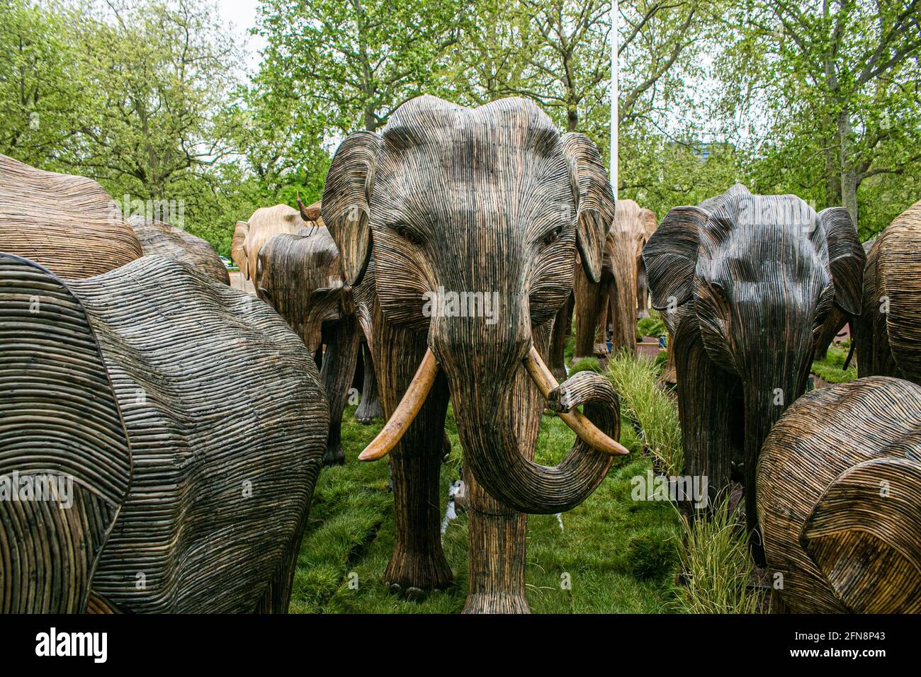 LONDON 15 May 2021. 125 lifesize elephant sculptures are displayed in