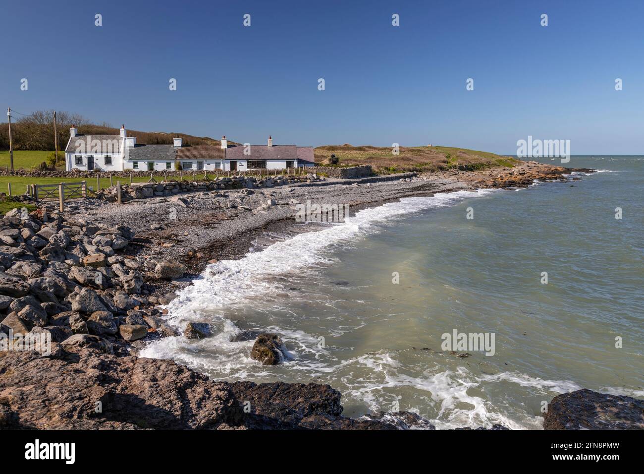 Beach and houses, Moelfre, Anglesey, North Wales Stock Photo Alamy