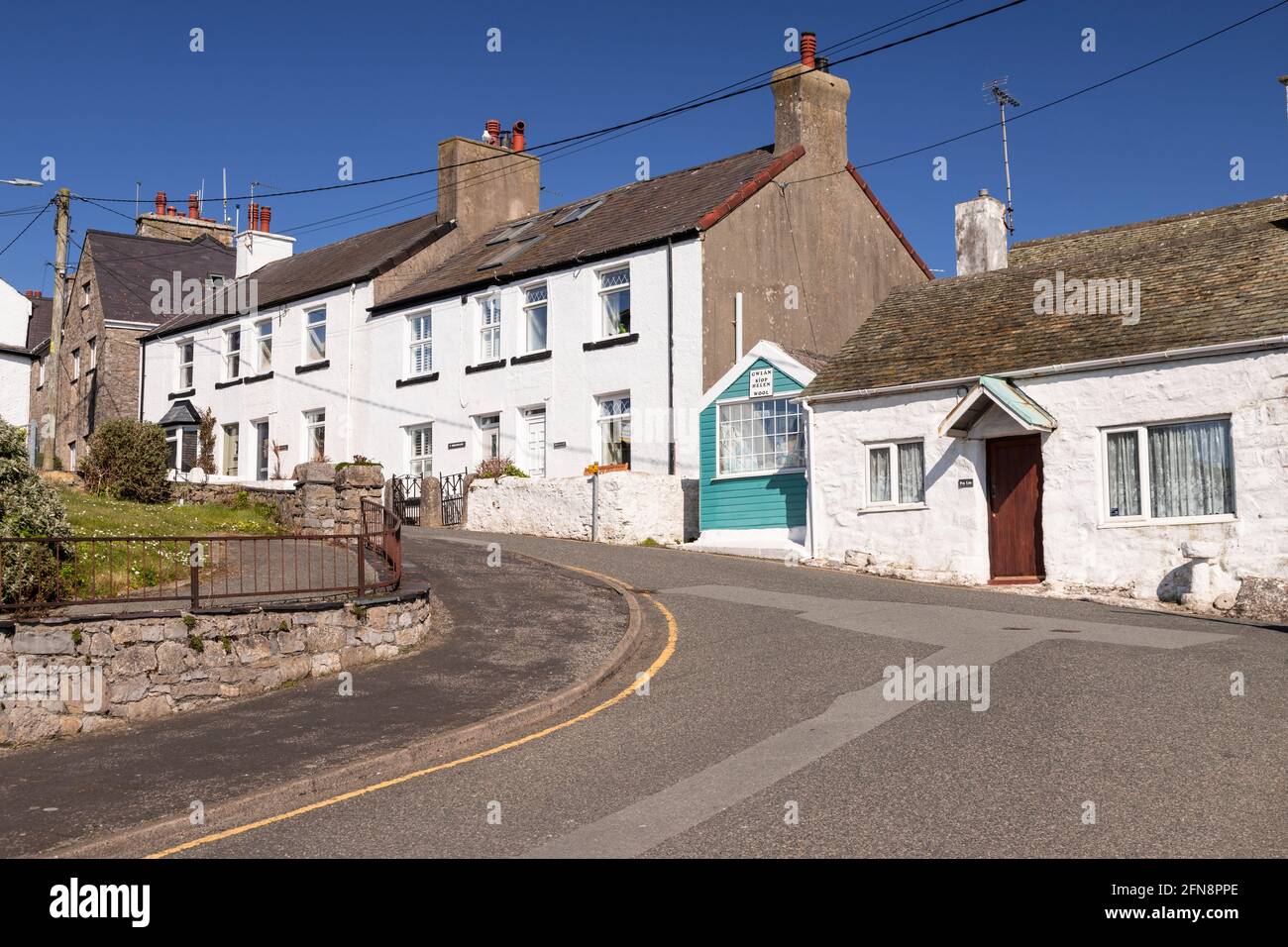 Main street, Moelfre, Anglesey, North Wales Stock Photo