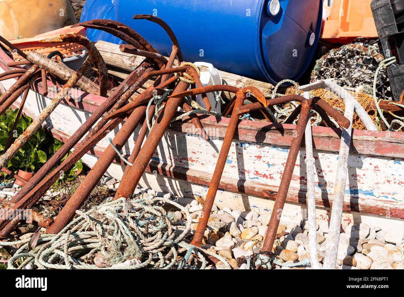 Fishing gear, Moelfre, Anglesey, North Wales Stock Photo