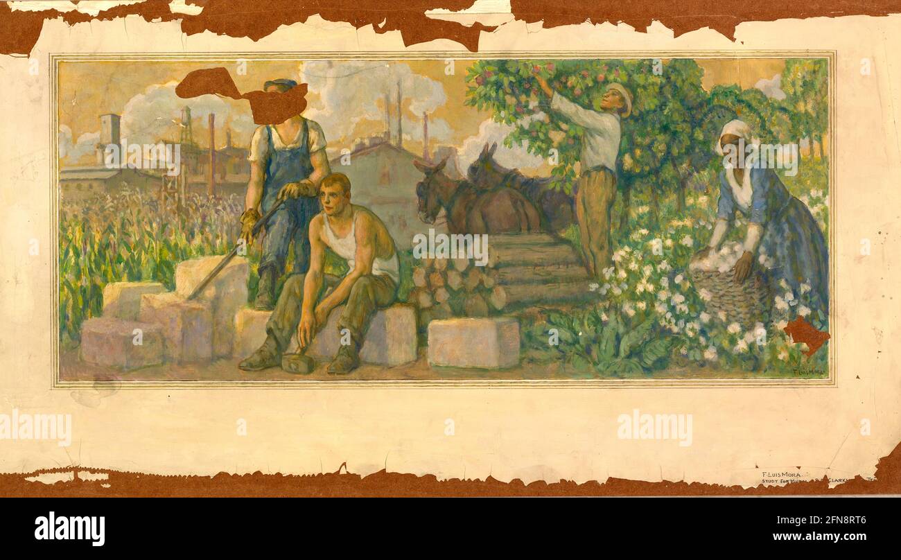 Abundance of Today (mural study, Clarksville, Tennessee Post Office), ca. 1937-1938. Stock Photo