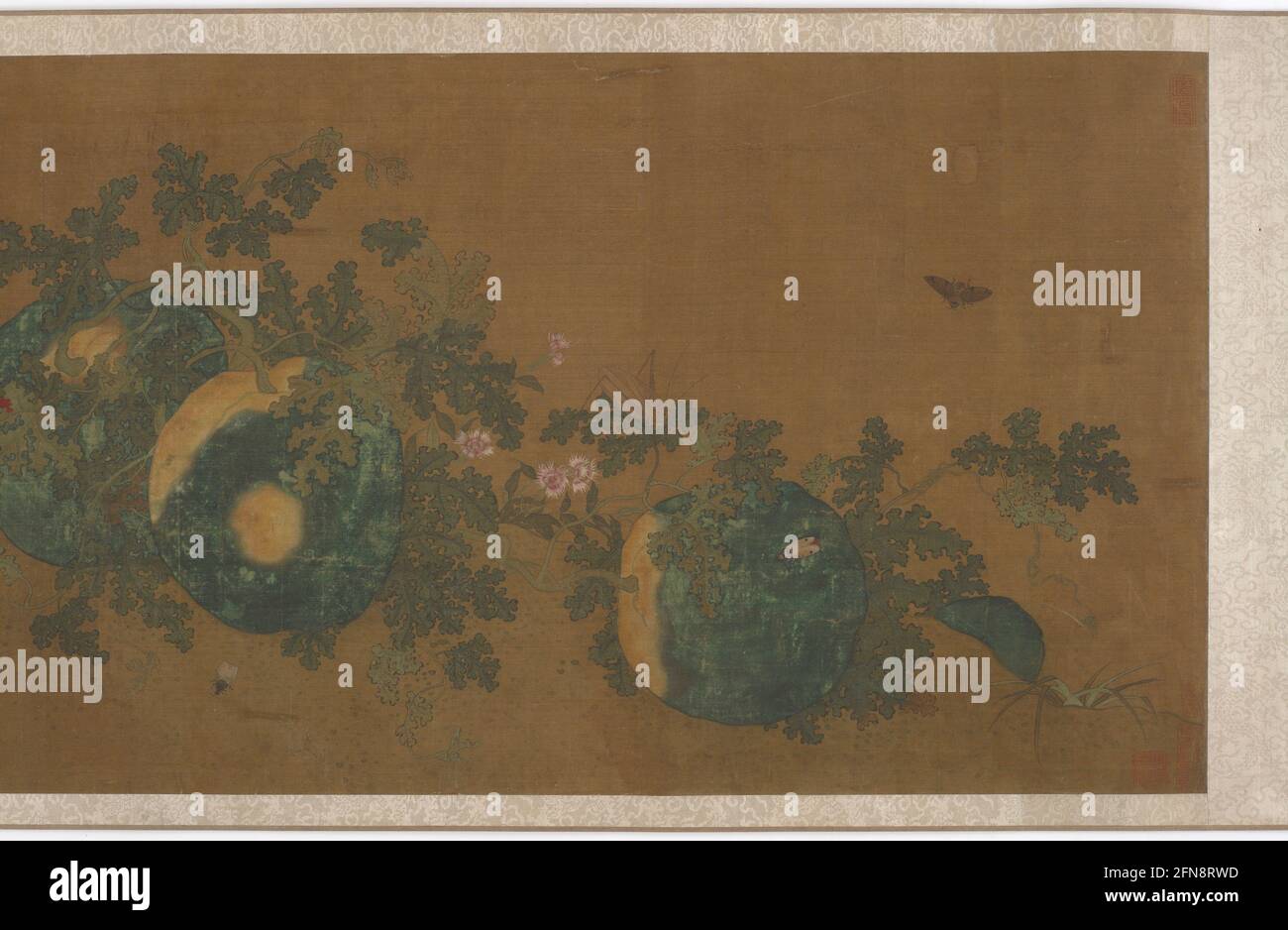 Melon vines, flowers, and insects, 1368-1644. Formerly attributed to Ma Yuan. Stock Photo