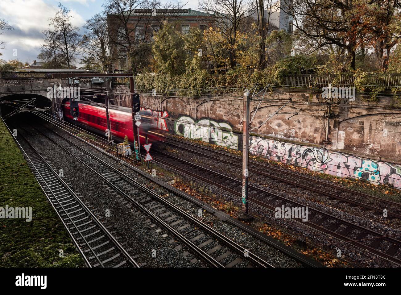 Commuter train in Copenhagen Stock Photo