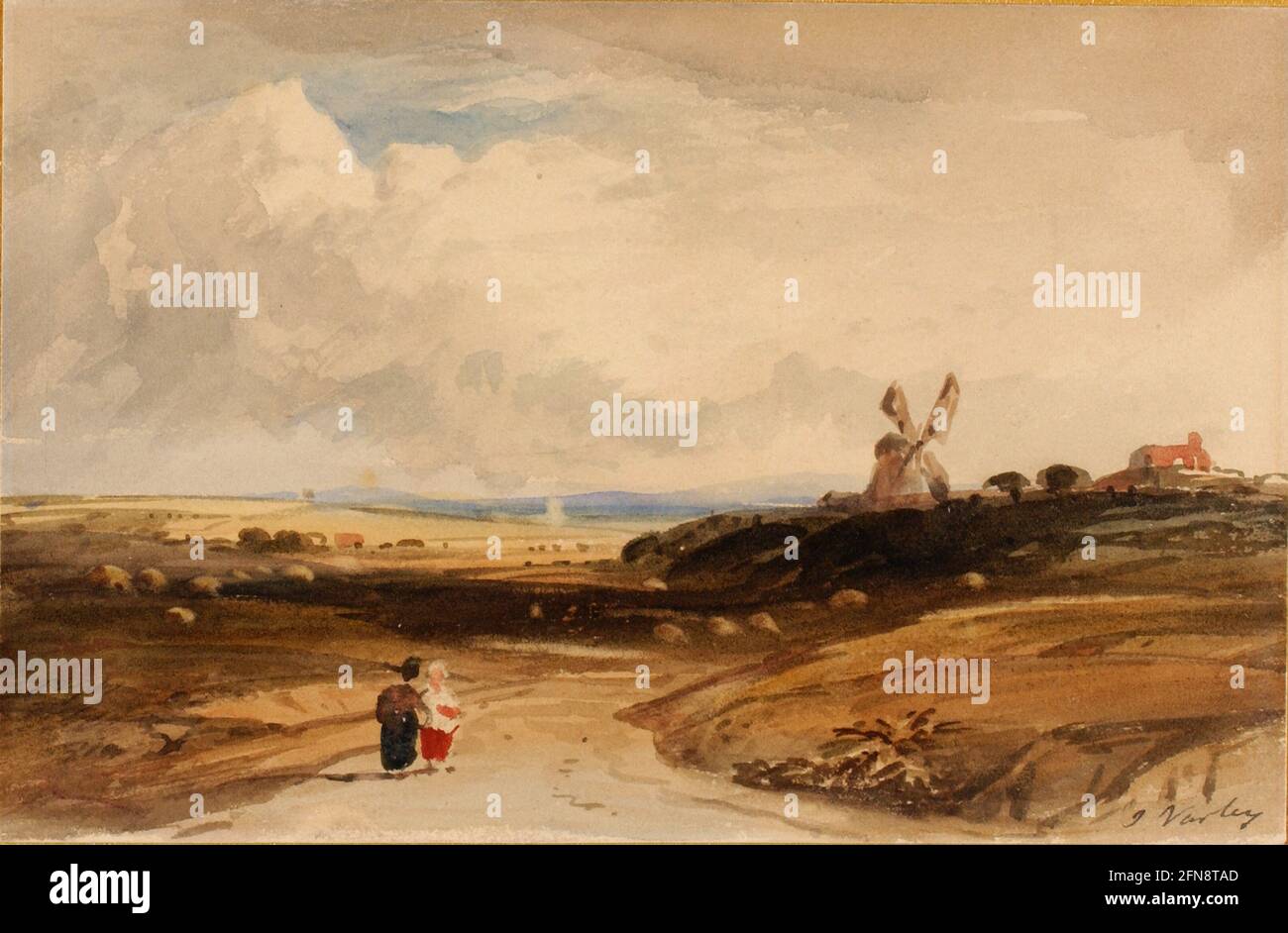 Small Landscape (Dutch), early 19th century. Stock Photo