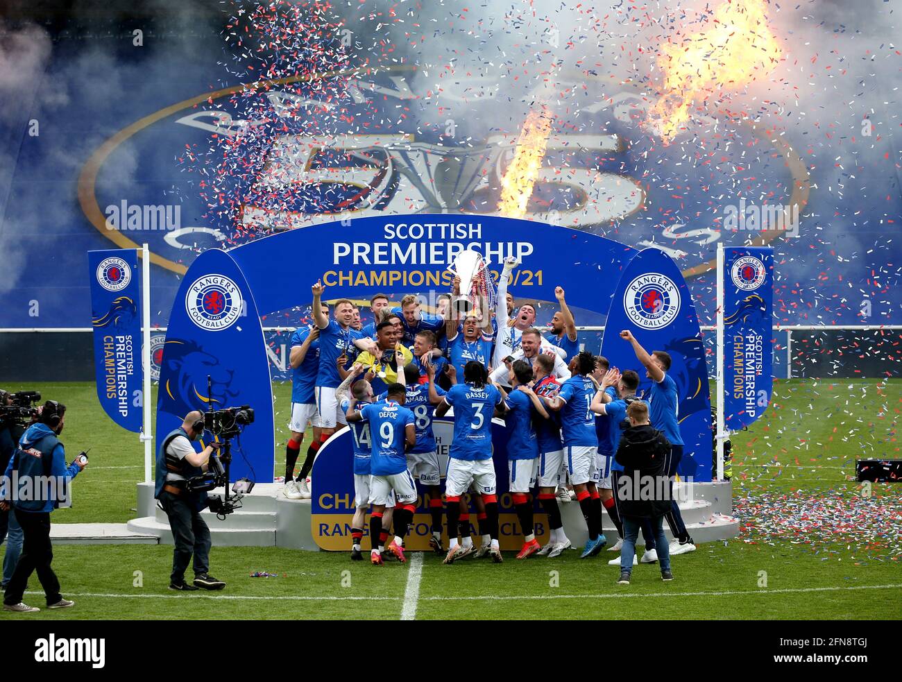 Rangers' James Tavernier lifts the trophy as he celebrates winning the
