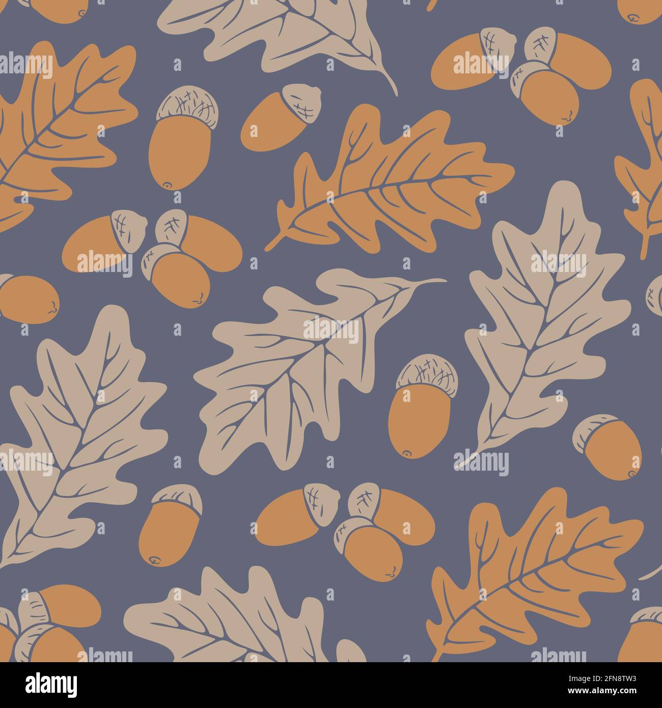 Vector seamless pattern with oak leaves and acorns. Autumn fall design. Stock Vector