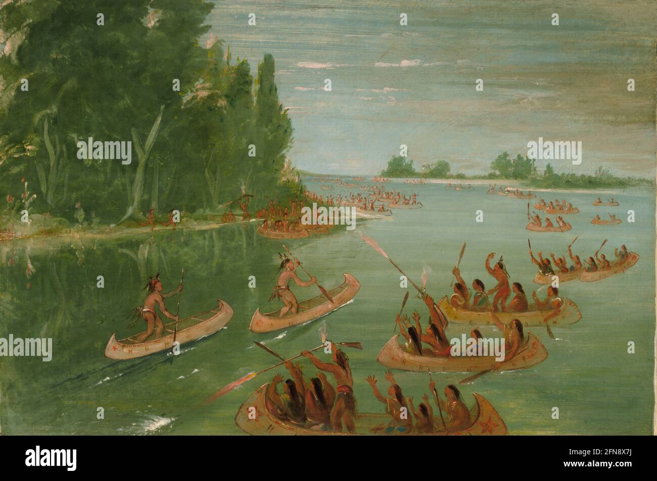 Canoe Race Near Sault Ste. Marie, 1836-1837. Stock Photo