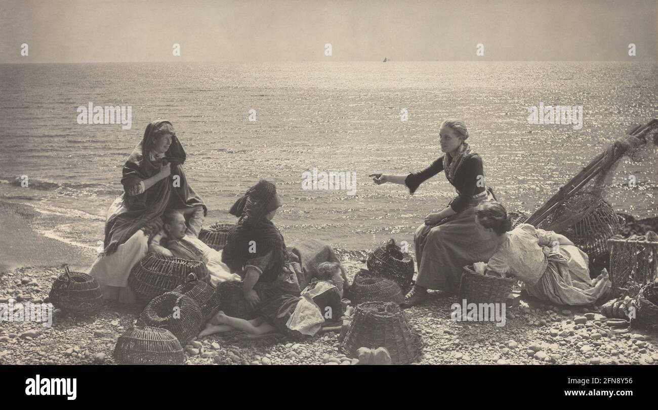Gossip on the Beach, c. 1885. Stock Photo