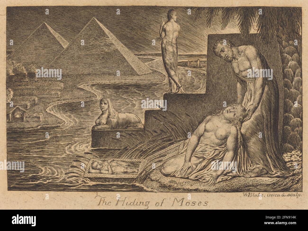 The Hiding of Moses, 1824. Stock Photo