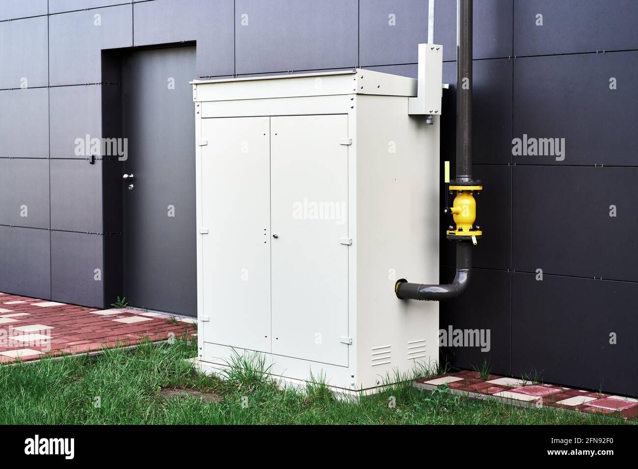 gas control point metal heat insulated cabinet Stock Photo