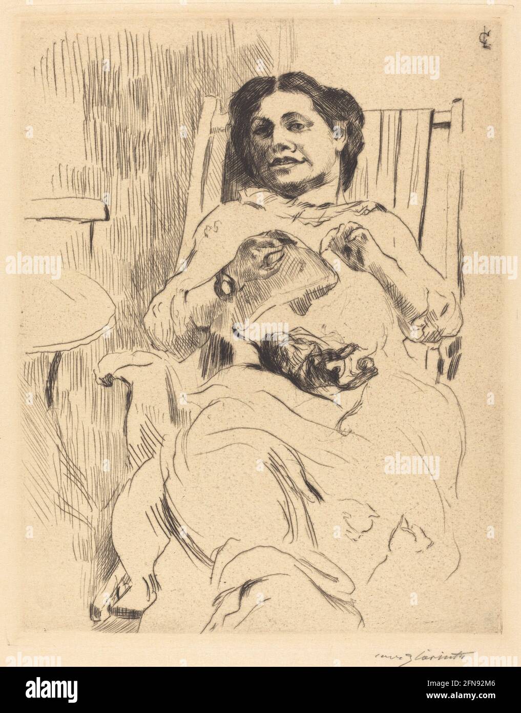 Frau mit Handarbeit (Woman with Needlework), 1912. Stock Photo