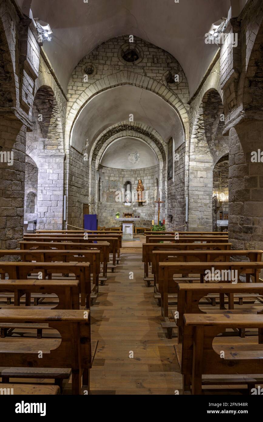 Purification Church of Bossòst. Interior details (Aran Valley, Catalonia, Spain, Pyrenees) ESP: Iglesia de la Purificación de Bossòst Stock Photo