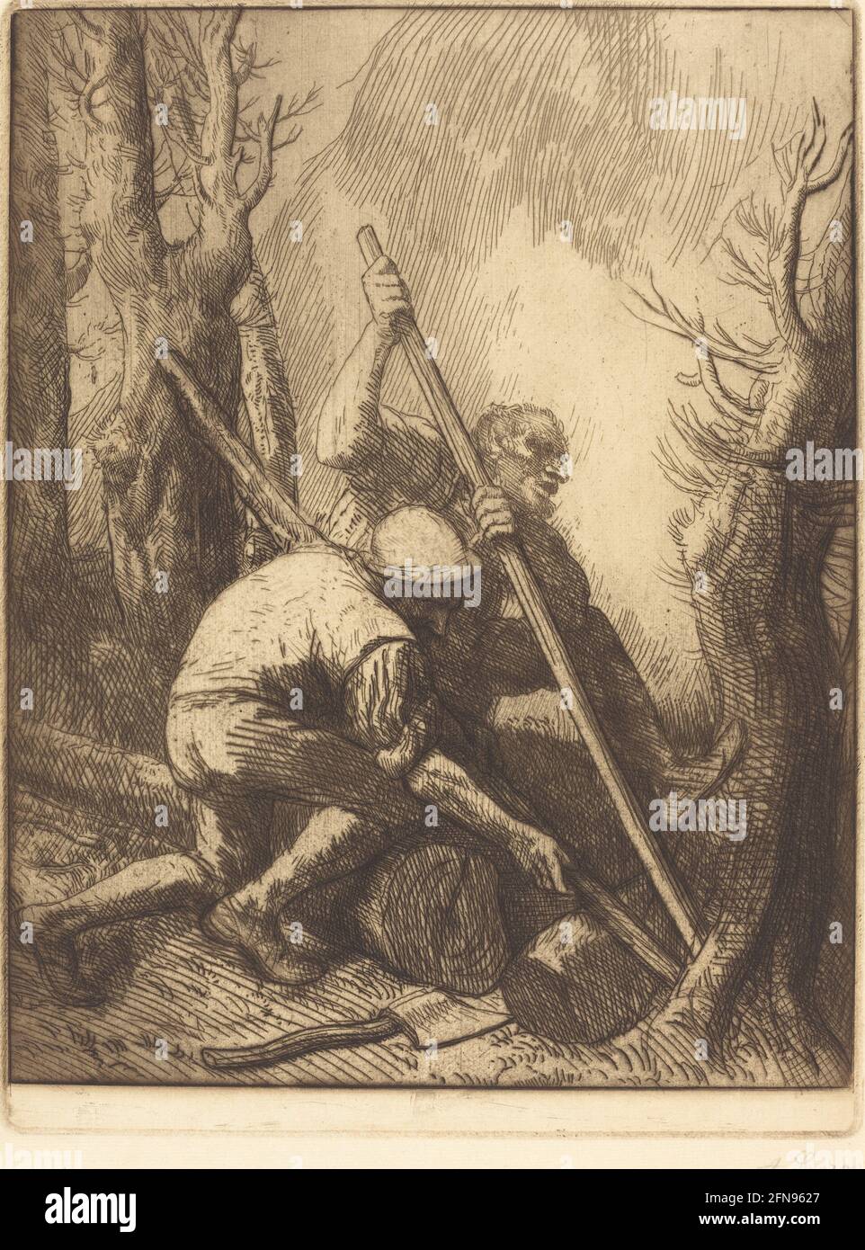 Woodcutters, 3rd plate (Les bucherons). Stock Photo