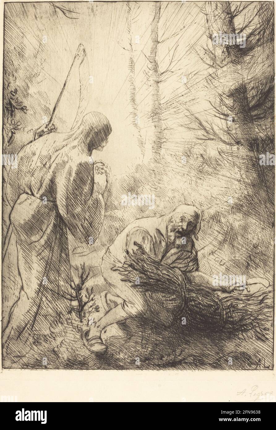 Death and the Woodcutter, 2nd plate (La mort et le bucheron). Stock Photo