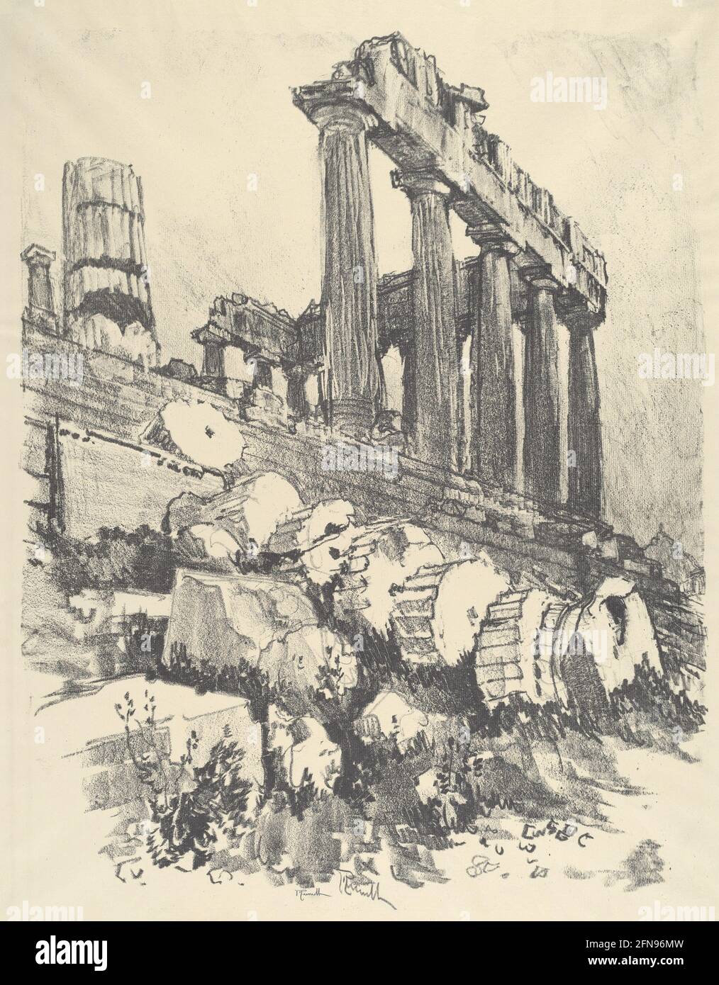 Fallen Column Athens bw hi-res stock photography and images - Alamy