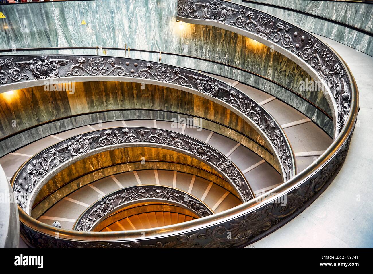 Bramante double helix staircase in Vatican Museums. Rome Italy Stock Photo