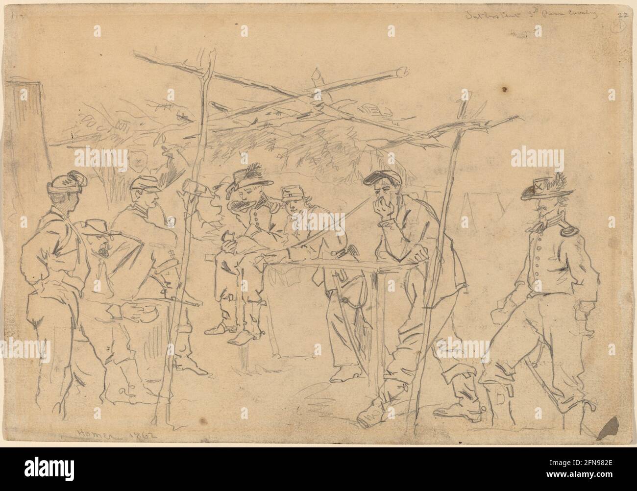 Sutler's Tent, 3rd Pennsylvania Cavalry [recto], 1862. Stock Photo