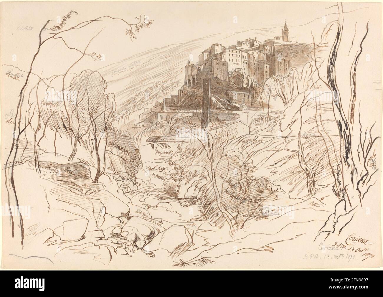 View of Ceriana, 1870. Stock Photo