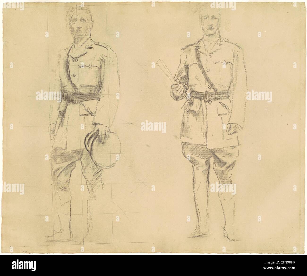 Studies of Generals Plumer and Haig for &quot;General Officers of World War I&quot; [recto], 1920-1922. Stock Photo