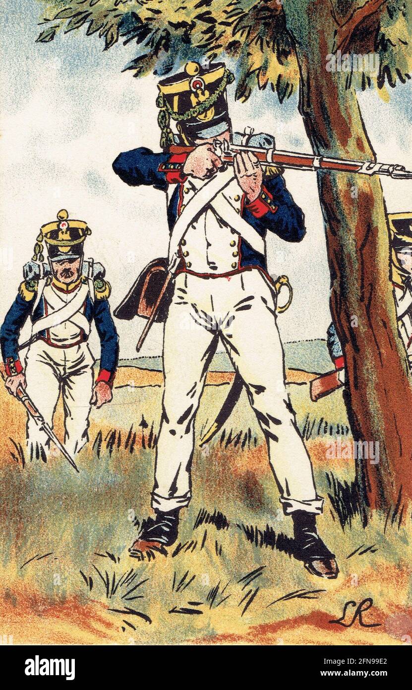 officier du 7e régiment d'infanterie légère sous le 1er Empire Stock