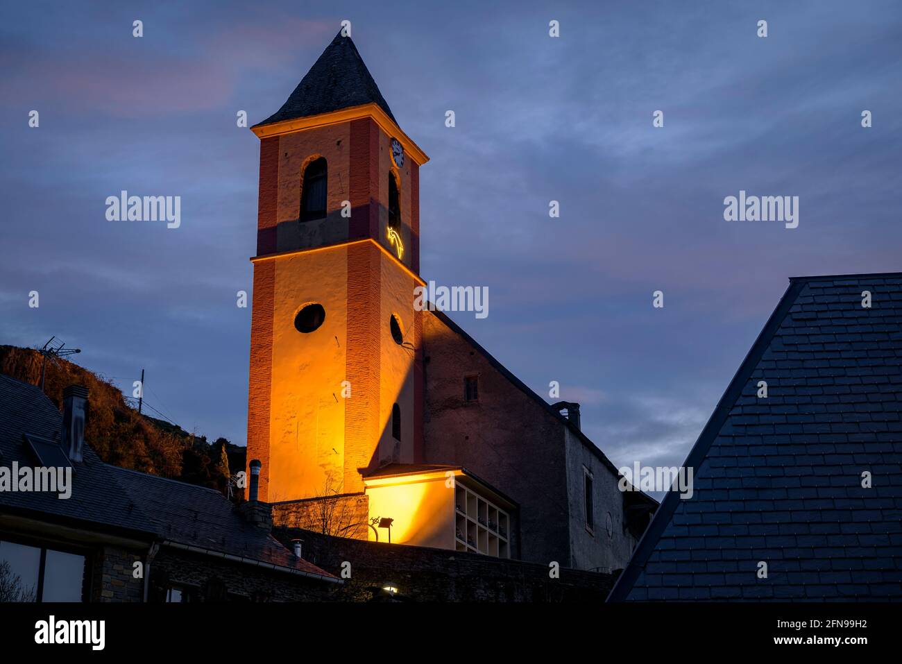 Sunrise from Canejan and from the Pelarica viewpoint (Aran Valley, Catalonia, Spain, Pyrenees) ESP: Amanecer desde Canejan y desde el mirador al valle Stock Photo