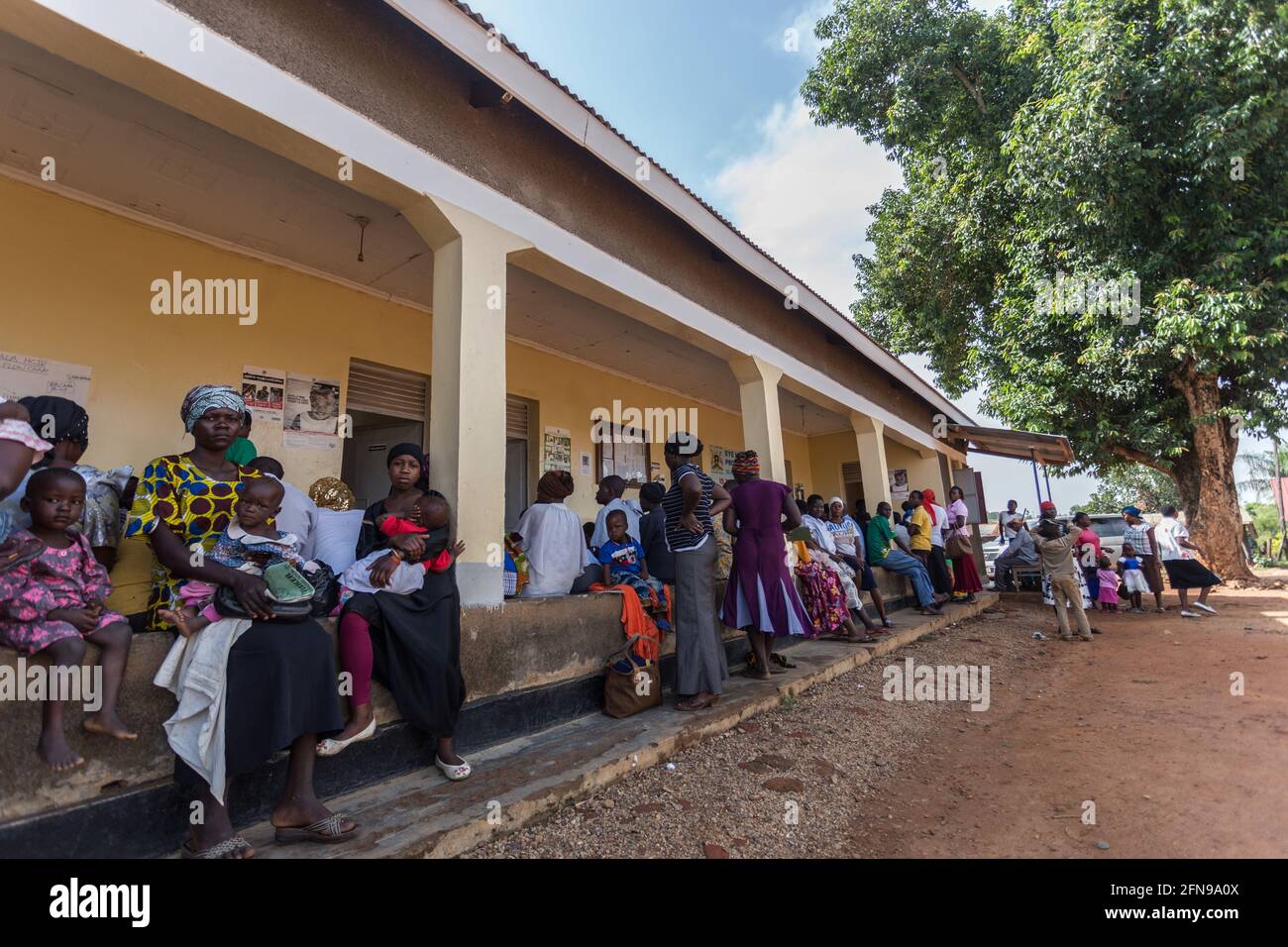 Patients are waiting outside of a medical clinic in Mbale, rural Eastern Uganda Stock Photo