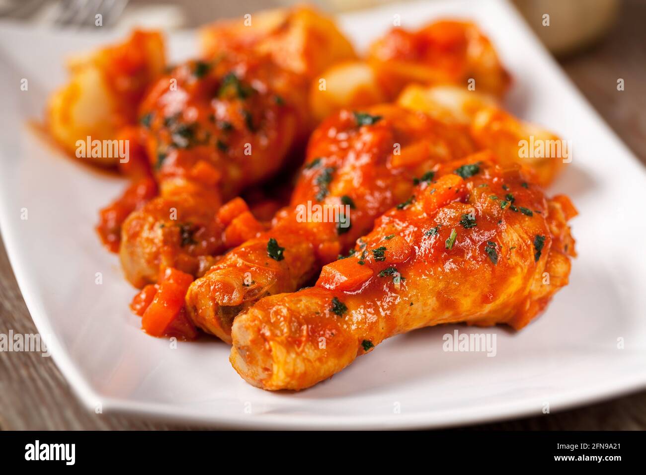 Chicken Cacciatora Italian traditional recipe. High quality photo Stock Photo