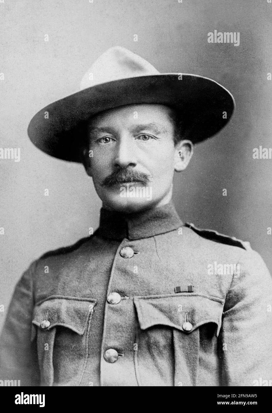 Robert Baden-Powell. Portrait of the founder of the Scout Movement, Lieutenant General Robert Stephenson Smyth Baden-Powell, 1st Baron Baden-Powell, (1857-1941), 1896 Stock Photo
