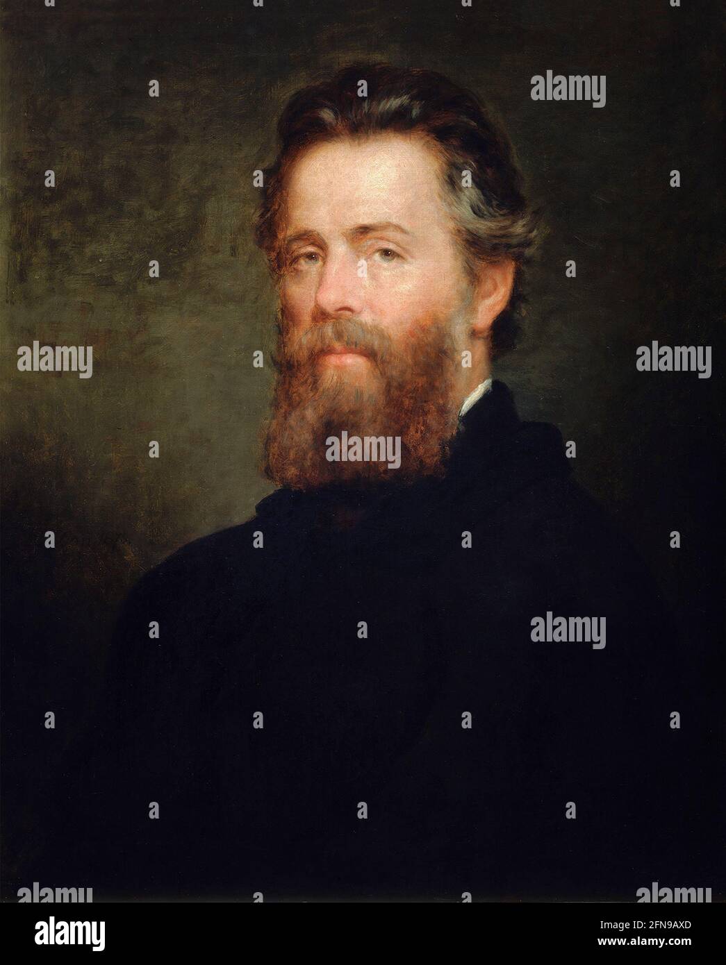 Herman Melville. Portrait of the American writer, Herman Melville (b. Melvill, 1819-1891) by Joseph Oriel Eaton, oil on canvas, 1870 Stock Photo