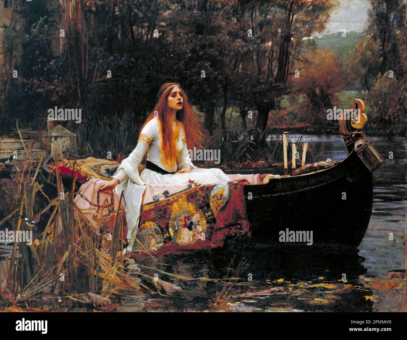 The Lady of Shalott by John William Waterhouse (1849-1917), oil on canvas, 1888. Painting based on the poem by Alfred Lord Tennyson. Stock Photo