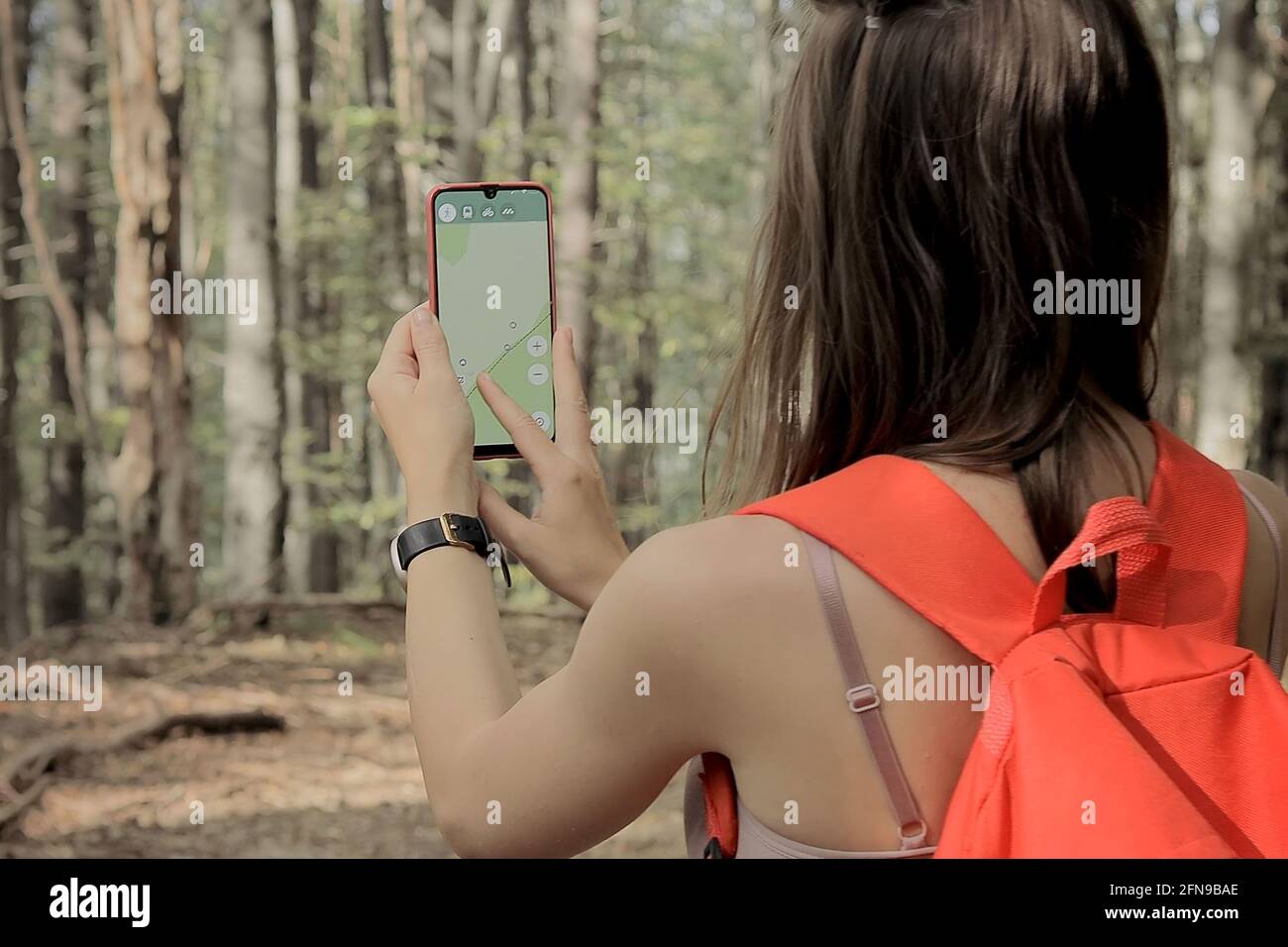 Hiking Smartphone With Hiking App Navigation On Hiking Trails Digital Hiking Map With Navigation Komoot App On The Langenberg Near Niedersfeld Stock Photo Alamy