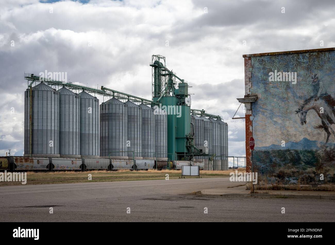 Blackie, Alberta May 1, 2021 Gargill grain elevator in Blackie