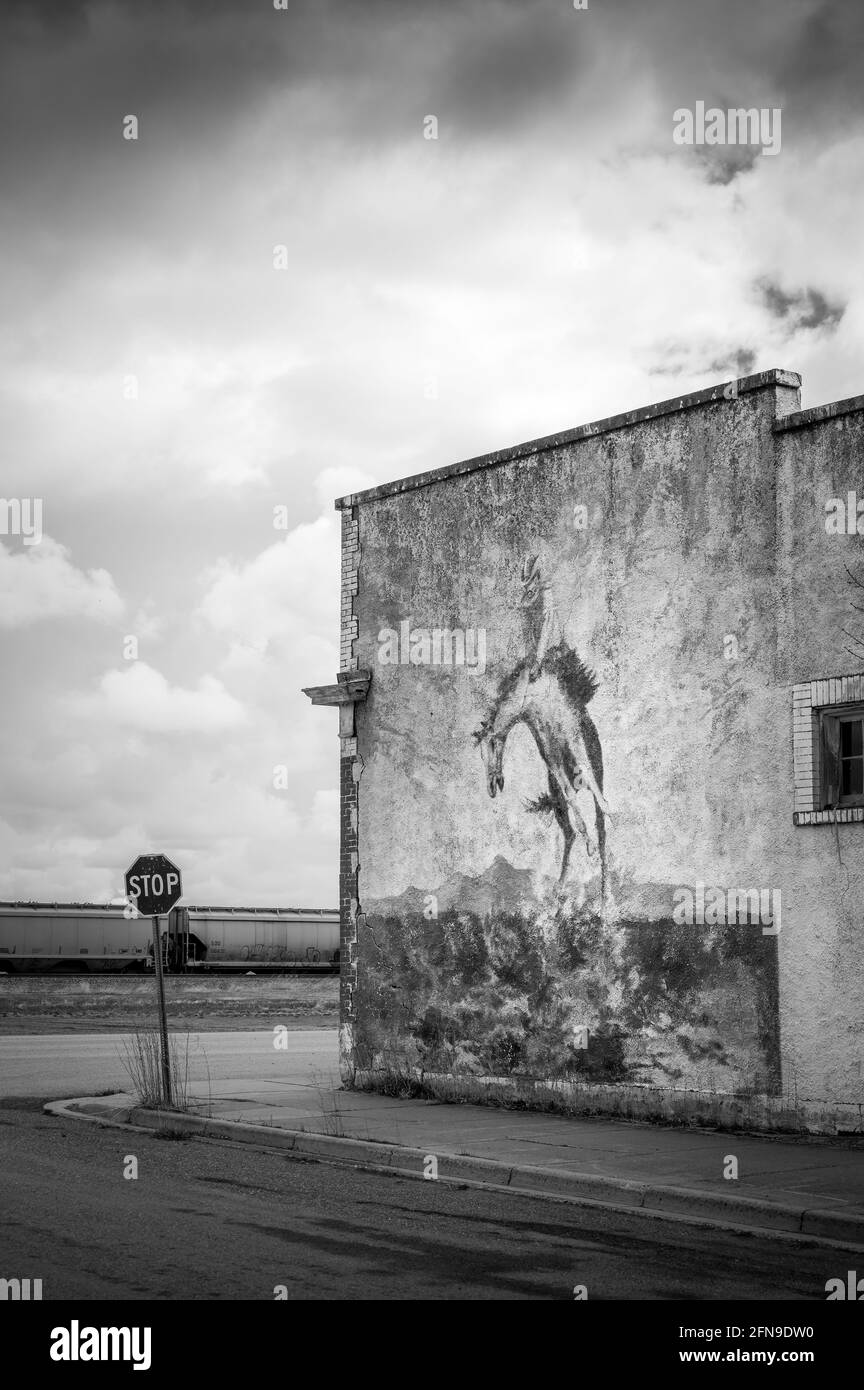 Blackie, Alberta May 1, 2021 Building on main street in Blackie