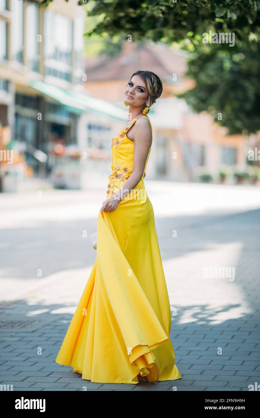 Top more than 161 yellow colour long dress super hot