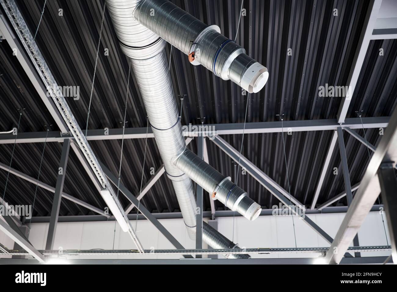 Industrial roof steel construction ventilation system outlet Stock