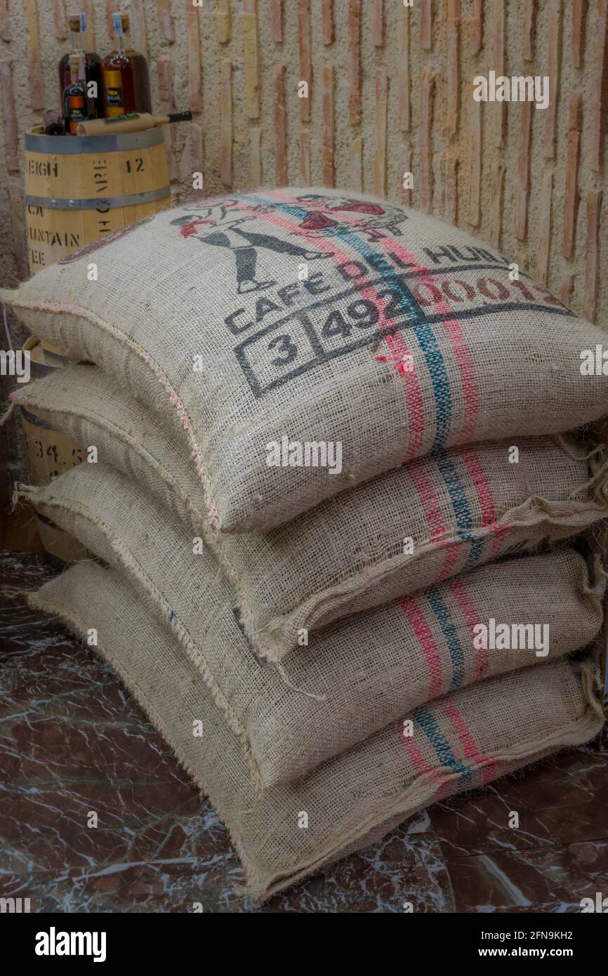 stacked coffee bean bags Stock Photo Alamy