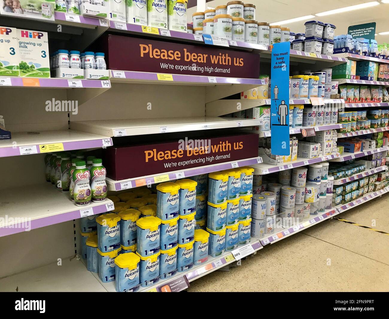 Southend, Essex, UK - 14th may 2021: Parents of young children are faced with empty shelves after a shortage of ingredients for popular brands of baby. Stock Photo