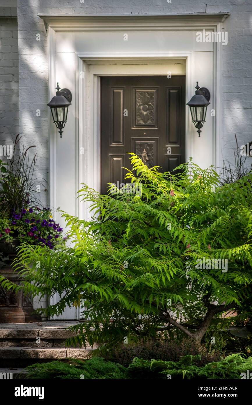 Entrance of a country style house Stock Photo