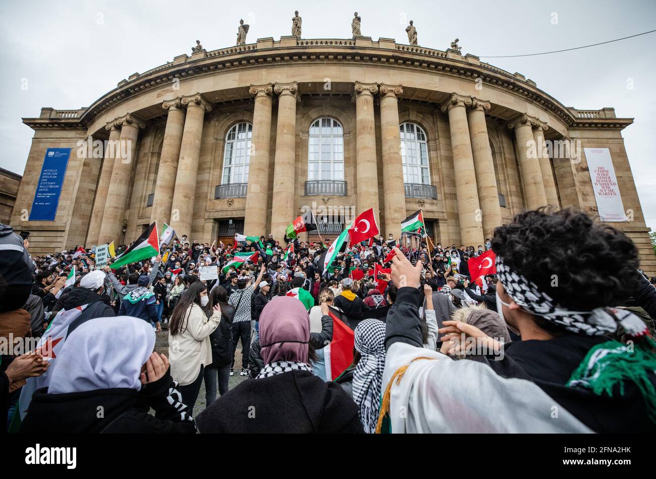 Stuttgart, Germany. 15Th May, 2021. Numerous People Gather In Front Of The  Opera House To Demonstrate. The Participants Want To Draw Attention To The  Current Situation In The Middle East. Credit: Christoph