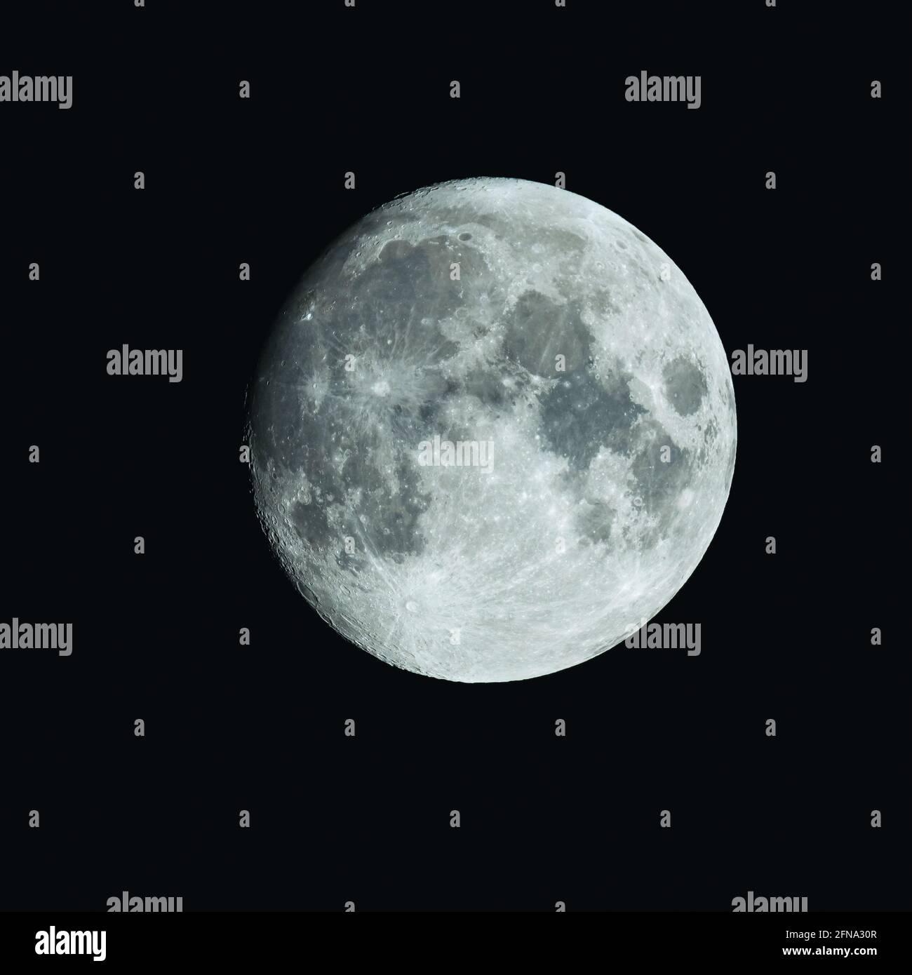 Fullmoon in the black sky. Stock Photo