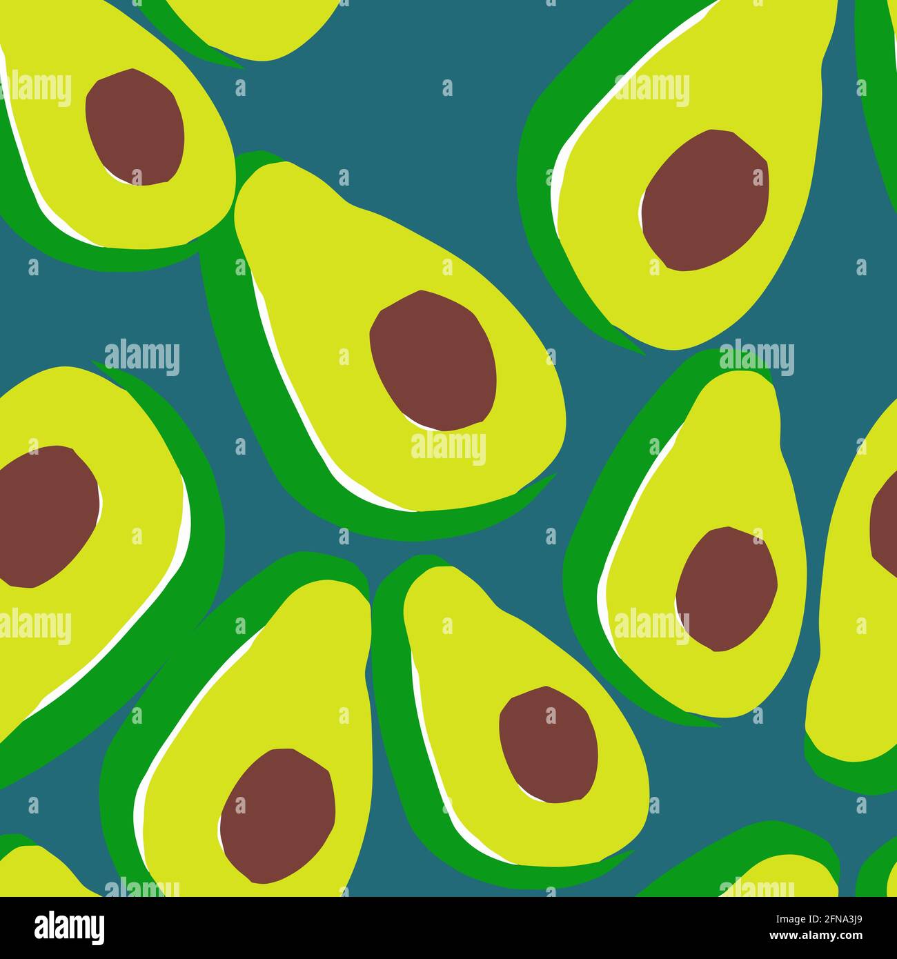 Seamless pattern with avocado illustrations in minimalism style Stock Vector