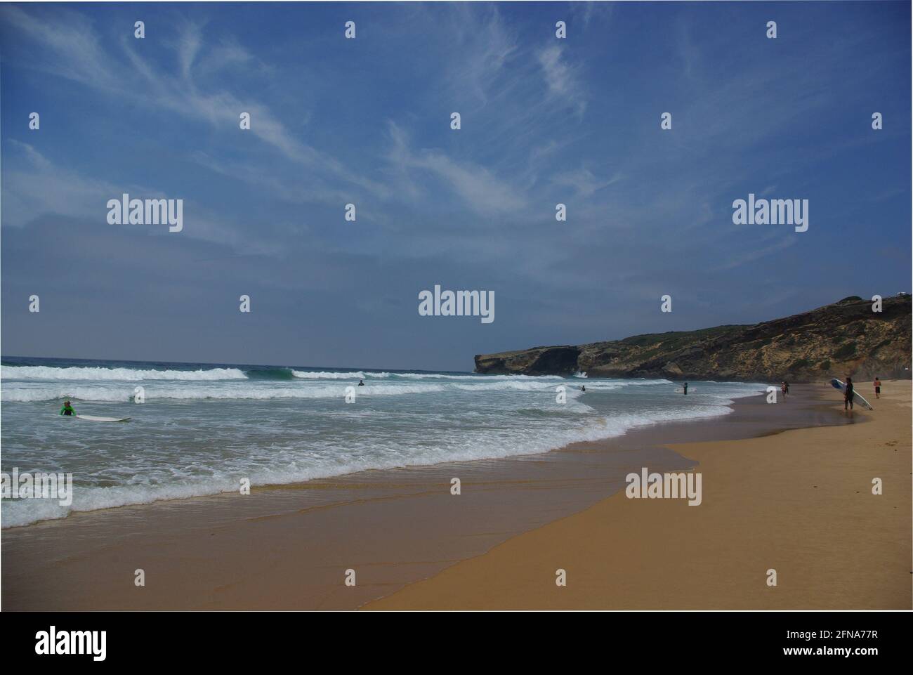 Surfing beach, Praia de Arrifana, Portugal Stock Photo