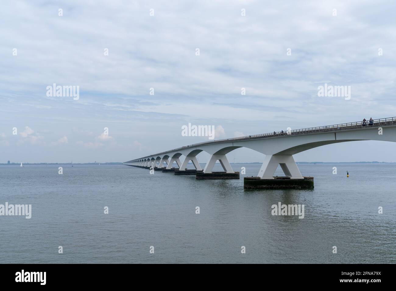 A view of the Zeeland Bridge across the Eastern Scheidt Eastuary in western Netherlands Stock Photo