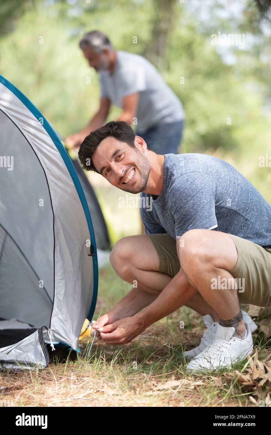 tent for camping in nature Stock Photo 