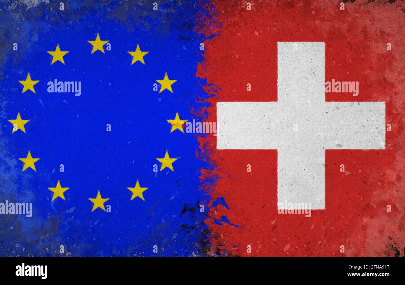 Switzerland, european union flags Stock Photo Alamy