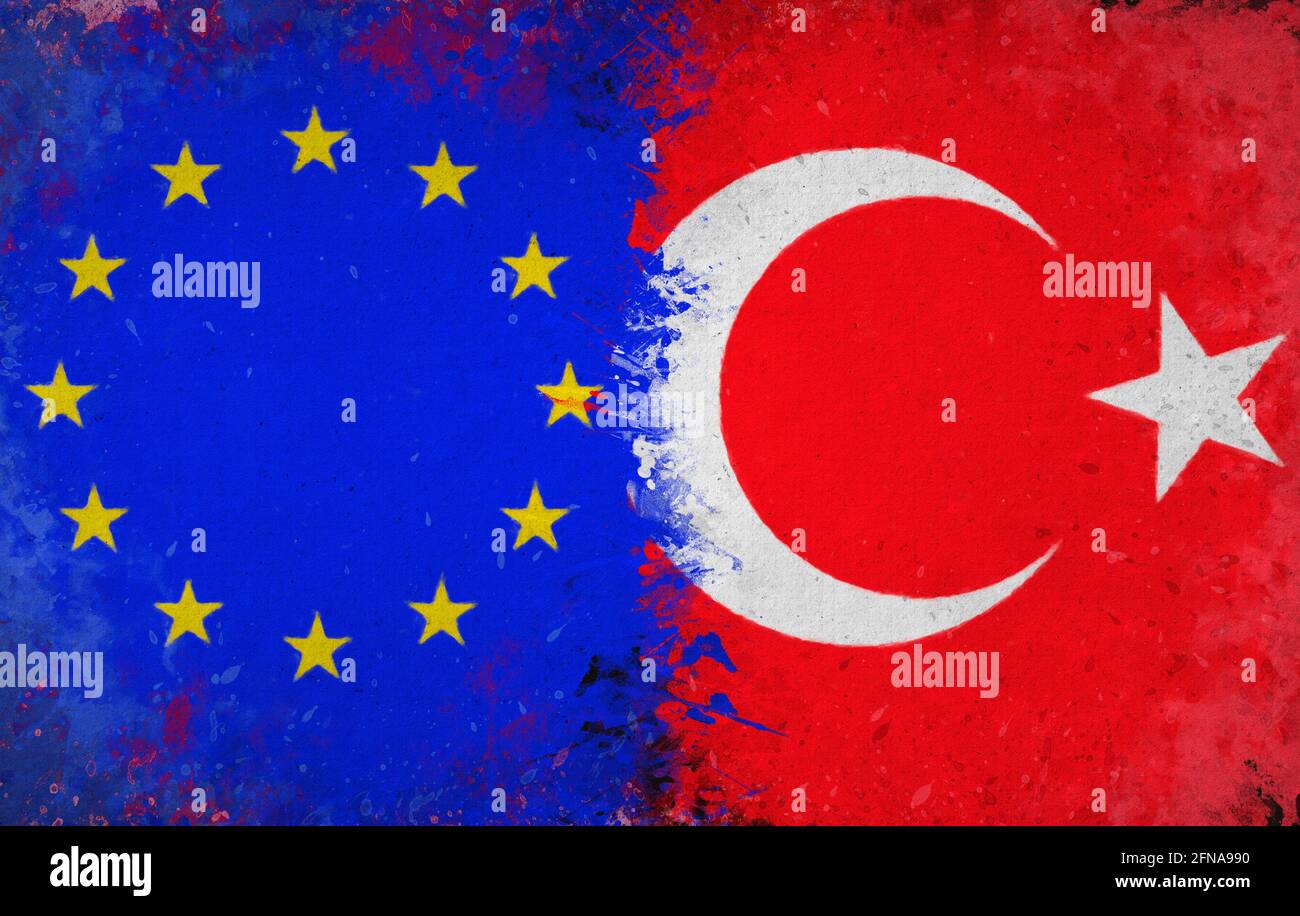 turkey, european union flags Stock Photo Alamy