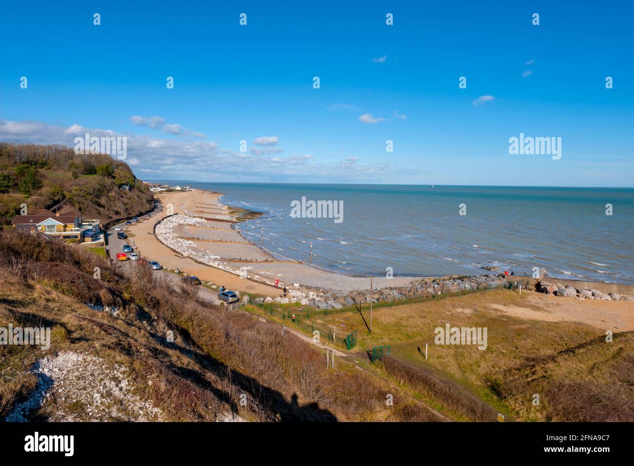 Looking down on to The Beach at Kingsdown between Deal and St Margarets bay Kent. Stock Photo