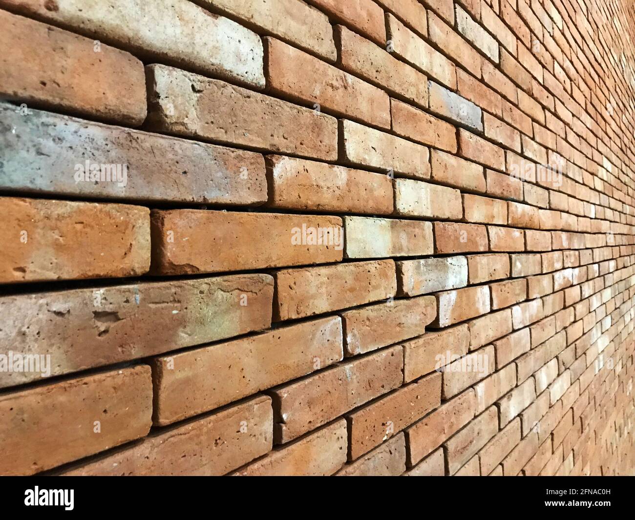 Red brick wall perspective view Stock Photo