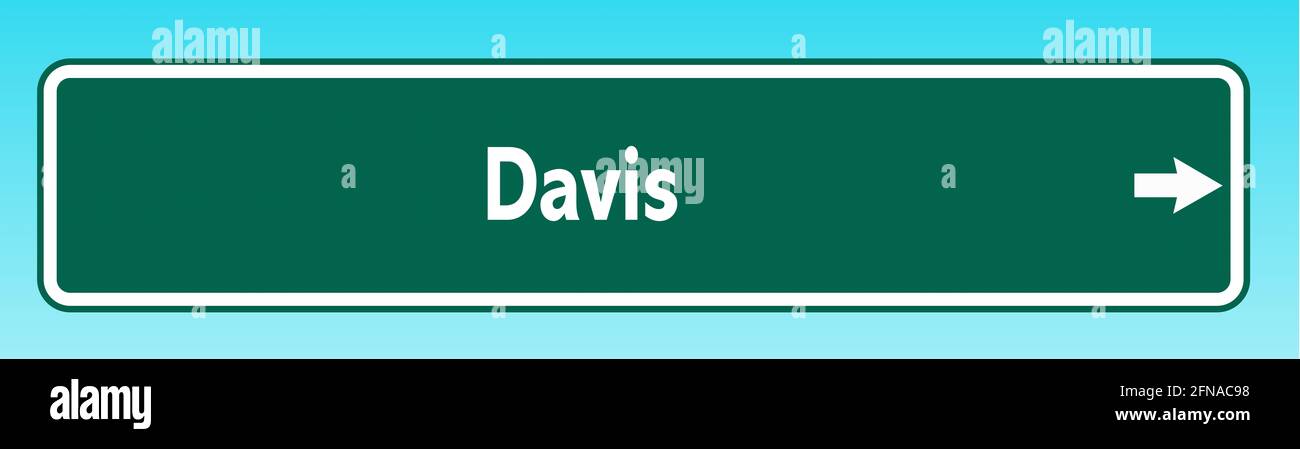 A graphic illlustration of an American road sign pointing to Davis ...